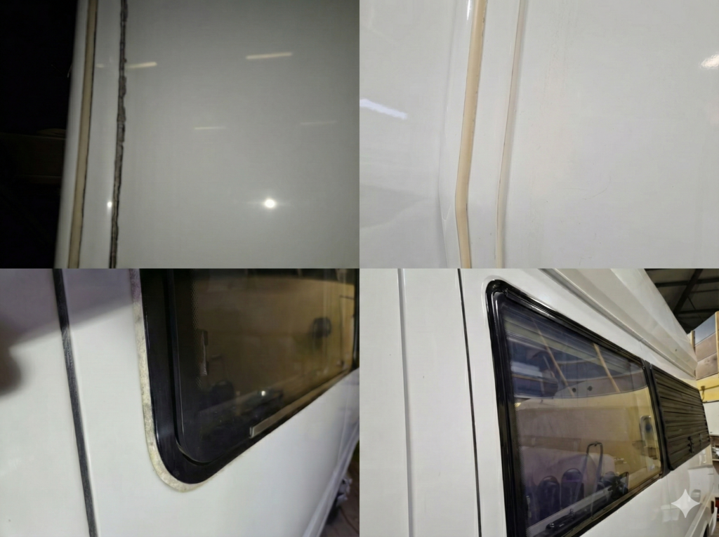 Het vervangen van kitnaden: voor en na. Het vervangen van kitnaden: voor en na.